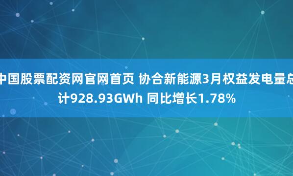 中国股票配资网官网首页 协合新能源3月权益发电量总计928.93GWh 同比增长1.78%